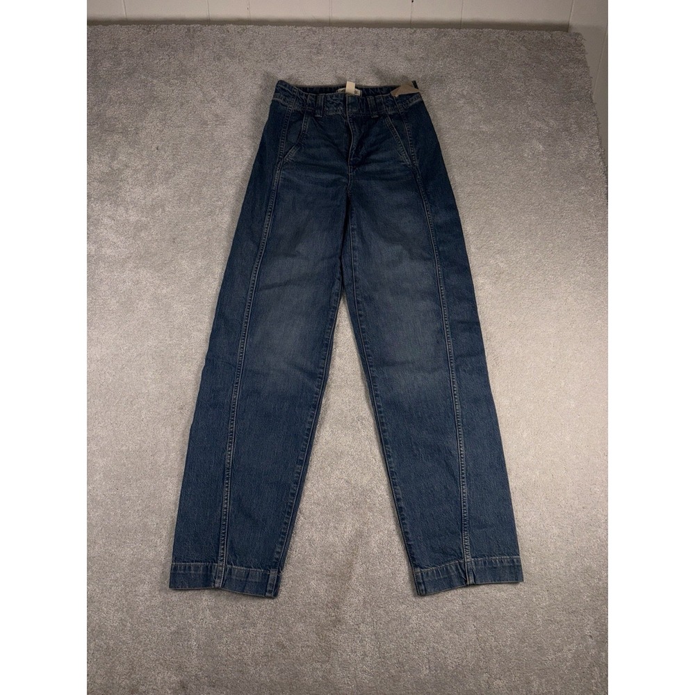 Madewell TAPERED DENIM TROUSERS Women's 24 Medium Blue Wash High Rise Jeans NEW
